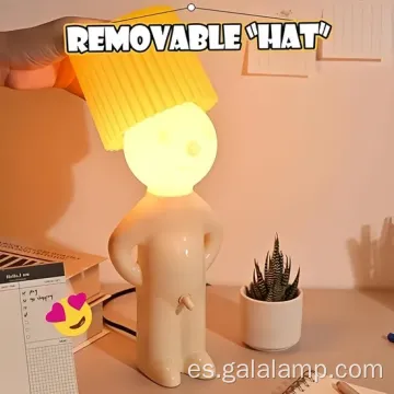 Lindo chico tímido lámpara de mesa led luz nocturna